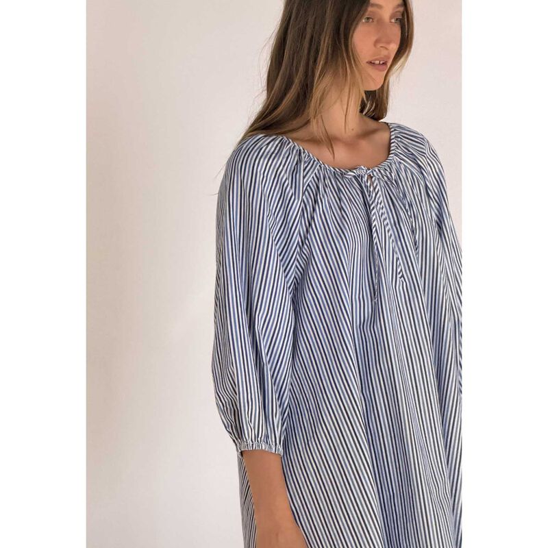 Zulu & Zephyr Blue Pin Stripe Poplin Mini Dress image number 2